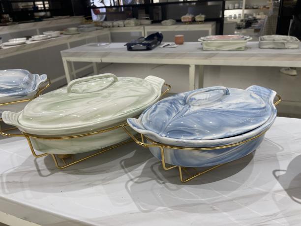 Plat seramik marbled: gabungan seni dan kepraktisan yang sempurna di meja makan