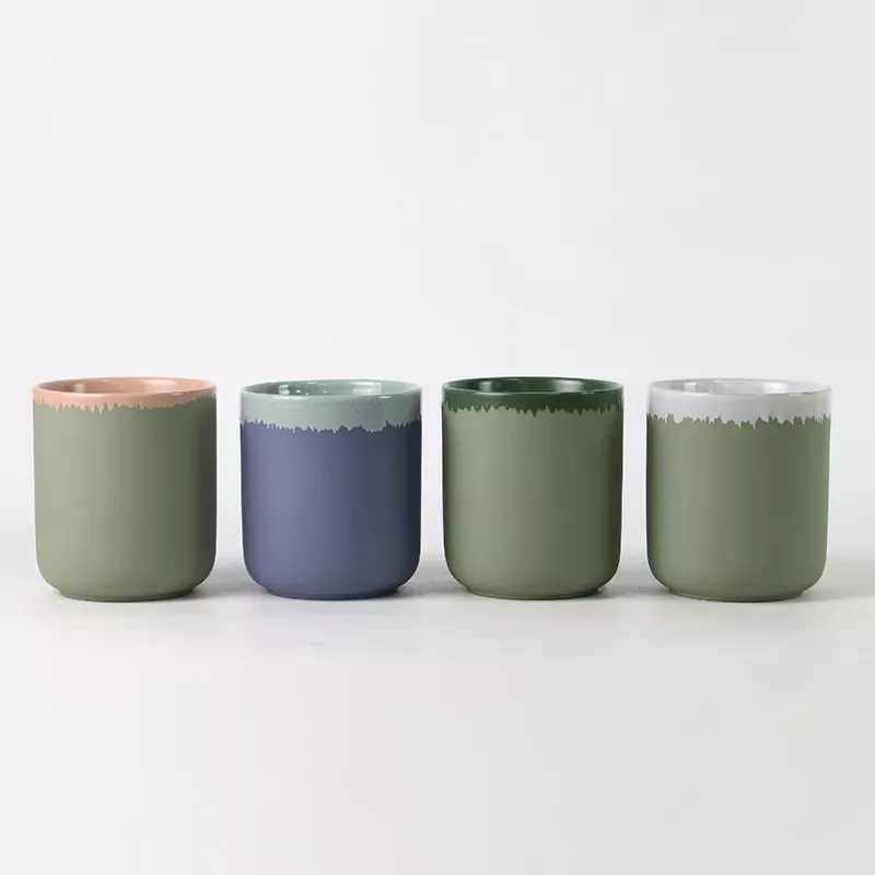 Pemegang lilin seramik dengan kemasan warna semula jadi