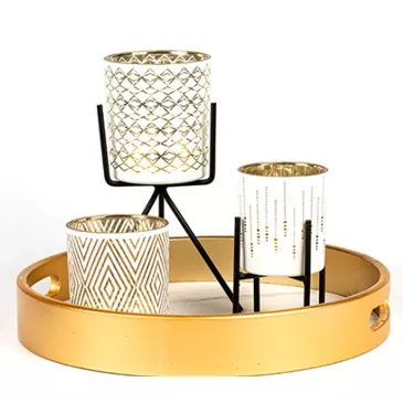 Pemegang lilin kaca corak mewah