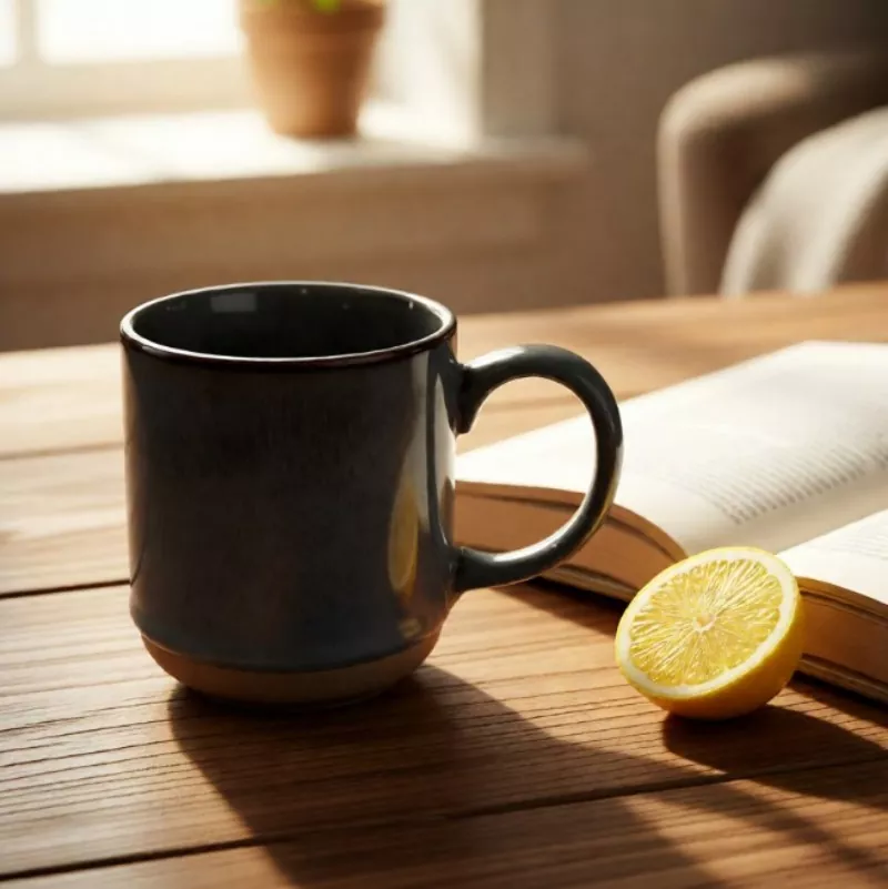 Mug Kelabu Perjalanan Seramik Moden yang Mudah